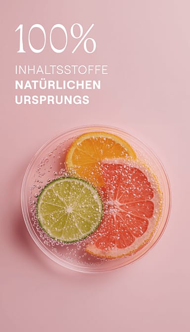 Limette-, Mandarine- und Grapefruitschnitz in einer Petrischale. 100% Inhaltsstoffe natürlichen Ursprungs.