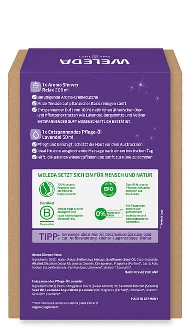 RELAX PUR - Geschenkset Aroma Shower Relax & Lavendel Entspannendes Pflege-Öl
