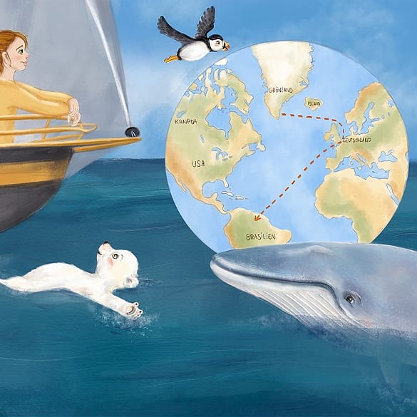 Weltkugel, Meer, Eisbär, Delphin