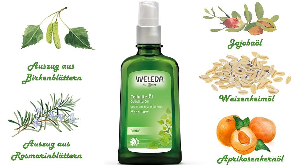 Birken Cellulite Öl mit Inhaltsstoffen