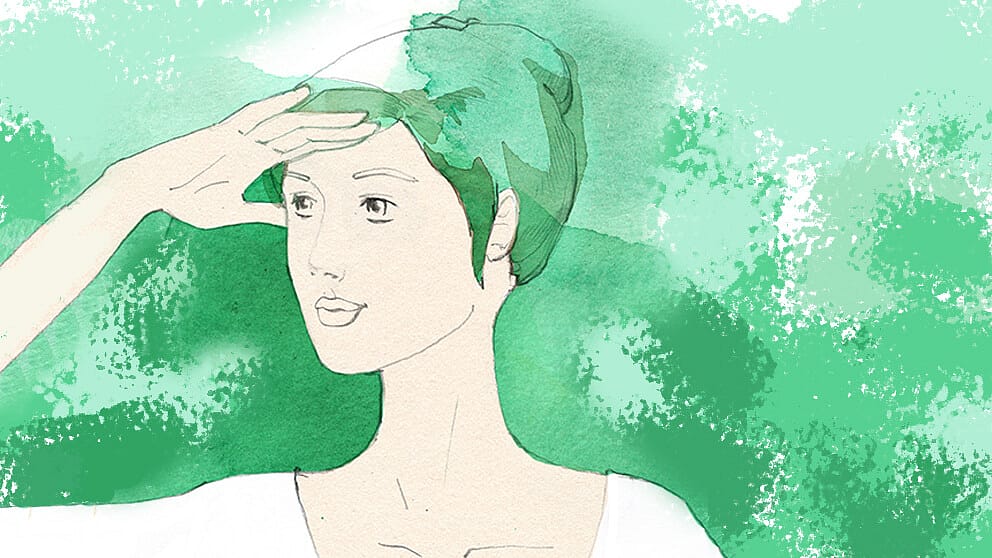 Illustration einer Frau, die in die Ferne schaut