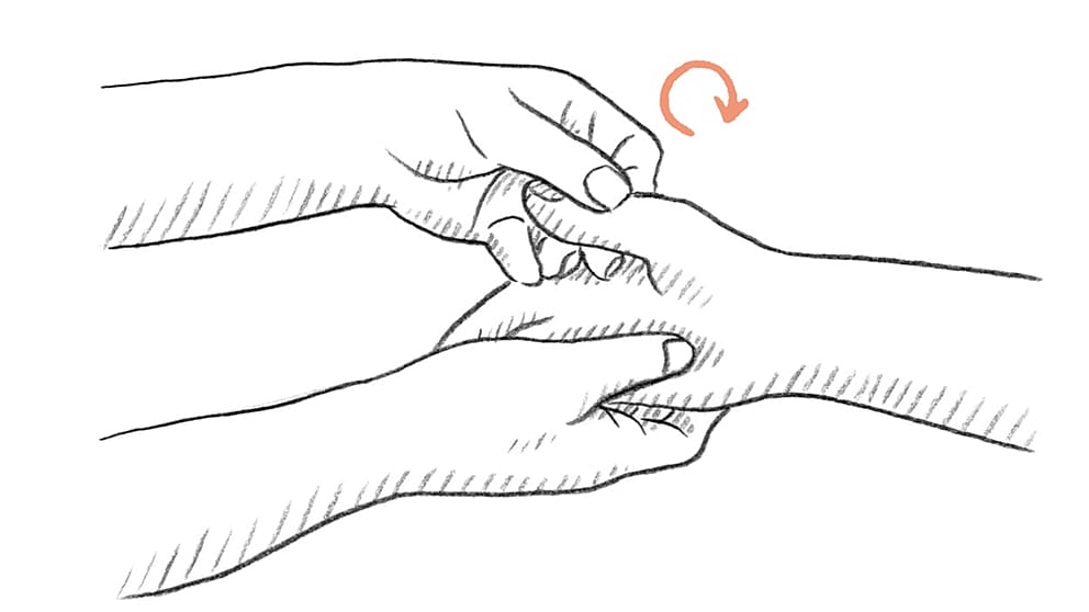 anwendung einer fingermassage