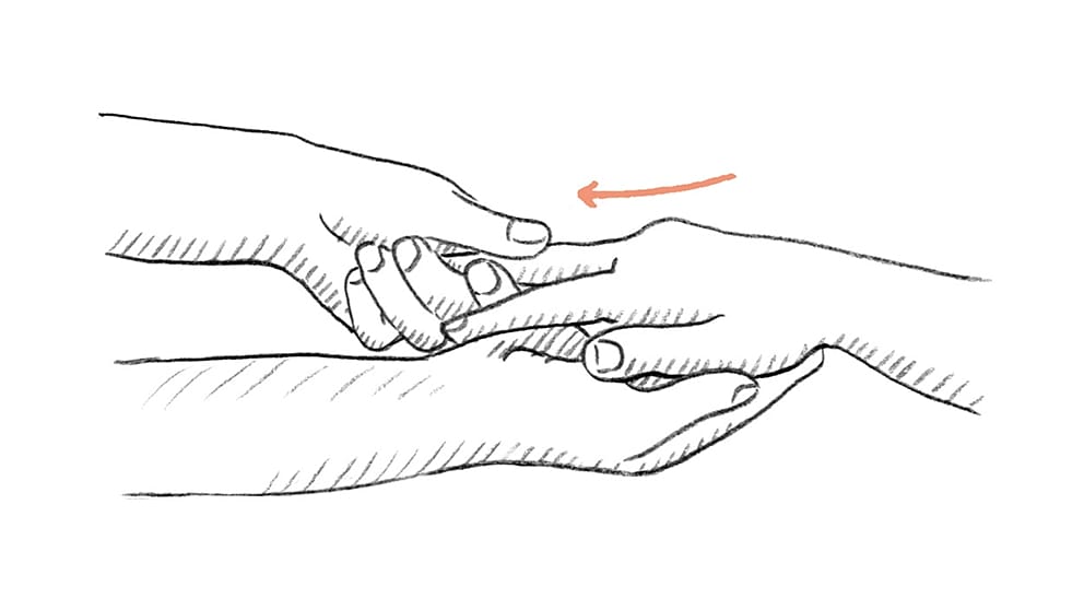 finger werden in die länge gezogen bei handmassage
